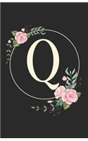 Q: Initial Monogrammed Blank Lined Notebook for Journaling, List Making and Planning