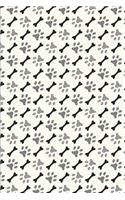 Dog Pattern - Paws and Bones Sloping: Blank Lined Notebook for Dog Lovers and Pet Owners