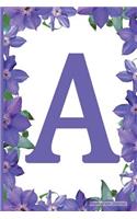 Monogram Journal - Initial A (Purple Flower)