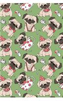 Bullet Journal Notebook Funny Pugs Pattern 12: 112 Page Numbered Dot Grid Bullet Journal with Index Pages and Key Pages in Portable 6 X 9 Size.