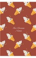 Ice Cream Notes: 6"x9" Unruled Blank Notebook Watercolor Texture Design Sweet Popsicle Ice Cream Dessert Pattern Cover. Matte Softcover Note Book Journal