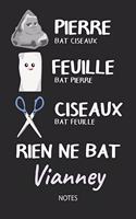 Rien ne bat Vianney - Notes: Noms Personnalisé Carnet de notes / Journal pour les garçons et les hommes. Kawaii Pierre Feuille Ciseaux jeu de mots. Fournitures scolaires, premie
