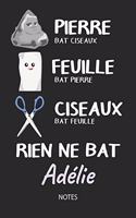Rien ne bat Adélie - Notes: Noms Personnalisé Carnet de notes / Journal pour les filles et les femmes. Kawaii Pierre Feuille Ciseaux jeu de mots. Fournitures scolaires, premier