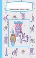 Composition Notebook 100 Pages / 50 Sheets: Fairytale Princess Castle Primary Ruled Paper For Handwriting Practice