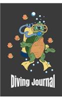 Diving Journal: Diving Snorkeling Turtle Dotted Line Black Notebook / Journal Gift (6 x 9 - 120 pages)