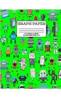 Graph Paper: Notebook Cute Robot Robotic Pattern Green Cover Graphing Paper Composition Book Cute Pattern Cover Graphing Paper Composition Book