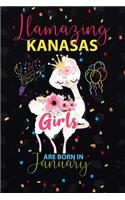 Llamazing Kanasas Girls are Born in January: Llama Lover journal notebook for Kanasas Girls who born in January