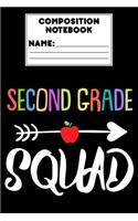 Composition Notebook Second Grade Squad: 2nd Grade Composition Book, Ruled Writing Paper, Notebook for Notes & Assignments, Journal To Write In, Back To School Gift