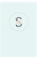 S: 110 College-Ruled Pages (6x9) - Monogram Journal and Notebook with a Light Blue Background and Simple Vintage Elegant Design - Personalized Initial 