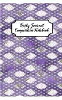 Daily Journal Composition Notebook: Purple Forget Me Not Floral Theme - 120 Blank Lined Pages 6X9 Size Book