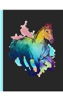 Running Horse Watercolor Notebook: Journal for School Teachers Students Offices - 4x4 Quad Rule Graph Paper, 200 Pages (8.5" X 11")