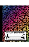 Primary Composition: Dinosaur Rainbow Marble Composition Book for Boys or Girls K-2. Dino T-rex notebook handwriting paper. Primary ruled - middle dotted guide lines. 10(Primary Composition Books)