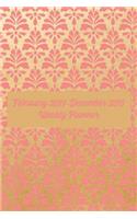 February 2019-December 2019 Weekly Planner: 48 Week Simple Agenda: 6x9 Soft Cover: Pink & Gold Damask