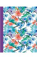 Sketchbook: Watercolor Flowers (Red and Blue/Purple) 8x10 - Blank Journal with No Lines - Journal Notebook with Unlined Pages for Drawing and Writing on Blank Paper