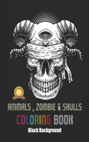Animals Zombie Skulls Coloring Book Black Background
