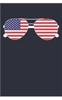 American Flag Notebook - Sunglasses USA Flag Journal - Patriotic Fourth of July Gift