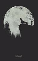 Dachshund vor Vollmond auf Felsen: Punktraster Notizbuch / Tagebuch - 15,24 x 22,86 cm (ca. DIN A5) - 120 Seiten