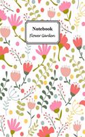 Notebook Flower Garden: Floral Whimsical Pink Mauve Red Flowers Doodle Drawing Art (Composition Book, Journal, Diary) 8.5 X 11 Inches 110 Pages