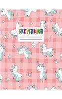 Sketcbook: Cute Unicorn Kawaii Sketch Book for Girls, Kids, Teens, Women (Perfect for Sketching, Drawing, Doodling, Journal, Note Pad, Birthday Party Favors)