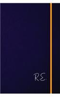 R.E.: Classic Monogram Lined Notebook Personalized With Two Initials - Matte Softcover Professional Style Paperback Journal Perfect Gift for Men and Women