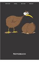 Verrückter Kiwivogel neben zwei Kiwifrüchten Notizbuch: Punkteraster Notizbuch für Tierfreunde des flugunfähigen Laufvogels aus Neuseeland