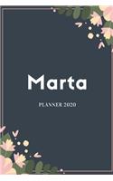 Marta Planner 2020: Planner Settimanale con Calendario Mensile e Annuale I Date Importante I Osservazioni I Focus Mensile I Obietivi Mensiili e con tanto spazio per tuo