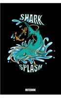 Shark Splash Notebook: Shark Notebook, Planner, Journal, Diary, Planner, Gratitude, Writing, Travel, Goal, Bullet Notebook - Size 6 x 9 - 110 Lined Pages - Office Equipmen