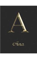 Ana: 1 Year Daily Planner (12 Months) - Yellow Gold Effect Letter A Initial First Name - 2020 - 2021 - 365 Pages for Planning - January 20 - December 20 