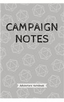 Campaign Notes - Adventure Notebook