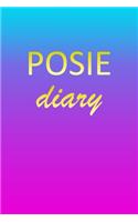 Posie: Journal Diary - Personalized First Name Personal Writing - Letter P Blue Purple Pink Gold Effect Cover - Daily Diaries for Journalists & Writers - J