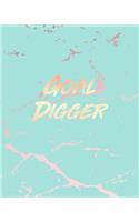 Goal Digger: Inspirational Quote Notebook, Beautiful Blue Marble and Rose Gold 8 x 10, 120 College Ruled Pages