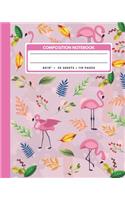 Composition Notebook: Flamingos Bird Pink Cover - Animals Exercise Book Journal, Back To School Gifts For Teens Girls Boys Kids Friends Students 8x10" 110 Pages