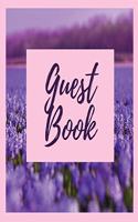 Premium Guest Book- Lavender Field - For any occasion - 80 Premium color pages - 8.5 x8.5