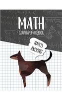 Math Graph Paper Notebook: Blank Graph Note Book Pages - Doberman Black Chalkboard(97 4x4 Graph Composition Notebook for Kids)