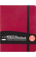 Monsieur Notebook Leather Journal - Pink Ruled Small A6