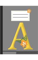 A Monogramm Notizheft Liniert 60 Blatt