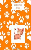 2019-2020 Diary: 8x10 Day to a Page Academic Year Diary, Note, to Do List & Priorities on Each Page. Oragne Cover Design with Dog & Paw Prints