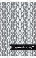 Notes & Stuff - Lined Notebook with Slate Grey Key Maze Pattern Cover