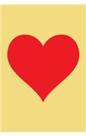 100 Page Blank Notebook - Red Heart on Banana: Unruled; Unlined White Paper; 6" x 9"; 15.2 cm x 22.9 cm; 50 Sheets; Page Numbers; Table of Contents; Diary; Journal; Glossy Cover; Love; Luv