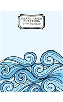 Graph Paper Notebook: Blue Waves Drawing Grid Paper Composition Notebook, Graphing Paper, Quad Ruled