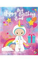 Happy Birthday Book-Birthday Journal Notebook For Girls: Unicorn Birthday Keepsake Book With Coloring Storybook Pages & Party Planner Notes Cotton Candy