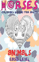 Coloring Books for Adults Easy Level - Animals - Horses