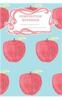 Composition Notebook: A 6x9 Inch Matte Softcover Paperback Notebook Journal With 120 Blank Lined Pages - Cursive Paper-Back to School Teacher's Red Apple