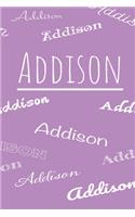 Addison: Blank lined teen diary, 120 pages to write down your daily thoughts