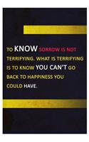 To know sorrow is not terrifying. What is terrifying is to know you can't go back to happiness you could have.