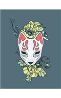 Notebook: Kitsune Fox Mask Kawaii Ninja College Ruled Lined Journal Book - 110 pages 8.5" x 11"