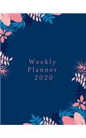 Weekly Planner 2020: A5 6x9 Sign - Calendar - Organizer - calendar - weekly Calendar - Diary - Journal - Flowers Blue - blossom - tropical plants