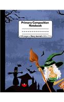 Primary Composition Notebook Story Journal: Halloween Gifts for Girls and Boys: Pretty Halloween Green Witch Women: Grade Level K-2 Draw and Write Halloween Primary Story Journal