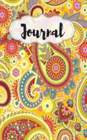 Yellow Paisley Notebook: For Flower Lovers and Writers: Blank Lined Paper Notebook (7.44 X 9.69 Inch - 70 Sheets/140 Pages)