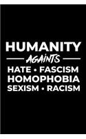 Humanity Against Hate Fascism Homophobia Sexism Racism